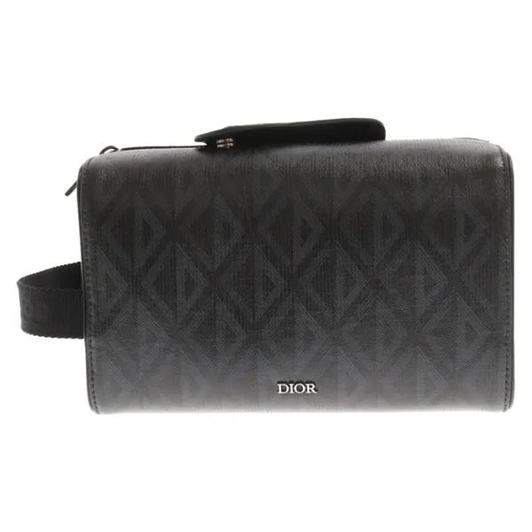Túi Cầm Tay Nam Dior CD Diamond Canvas Travel Pouch Bag Black 2ADCA418CDP Màu Đen - Túi xách - Vua Hàng Hiệu