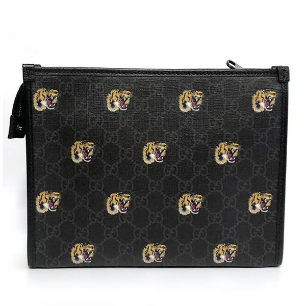 Túi Cầm Tay Nam GG Supreme Tiger Print Clutch Bag Black Màu Đen - Túi xách - Vua Hàng Hiệu