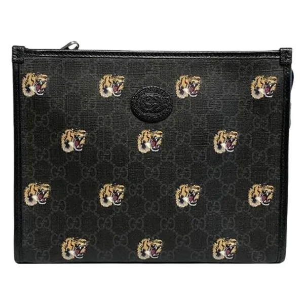 Túi Cầm Tay Nam GG Supreme Tiger Print Clutch Bag Black Màu Đen - Túi xách - Vua Hàng Hiệu