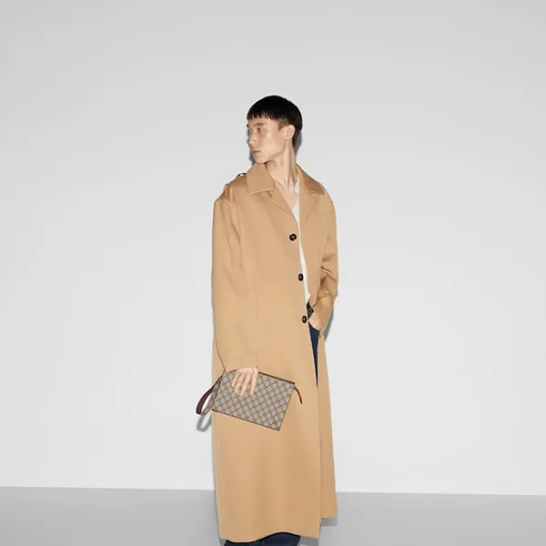 Túi Cầm Tay Nam Gucci Men's Mini Bags & Pouches Bi-Color Small Pouch Màu Nâu Be - Túi xách - Vua Hàng Hiệu