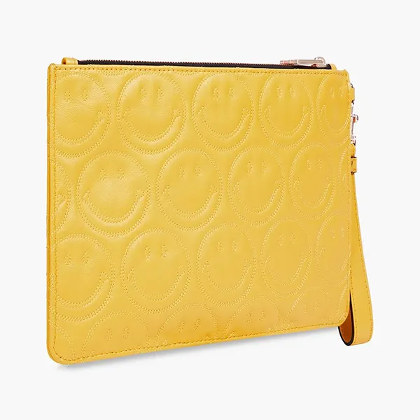 Túi Cầm Tay Nữ Love Moschino Quilted Leather Clutch Màu Vàng - Túi xách - Vua Hàng Hiệu