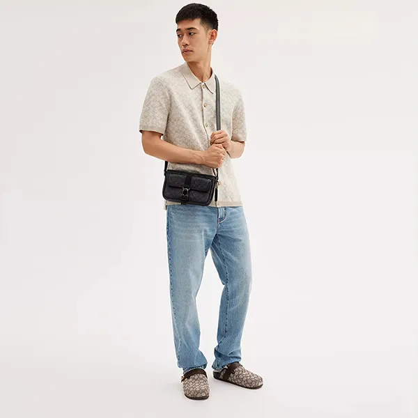 Túi Đeo Chéo Nam Coach Beck Slim Crossbody In Signature Canvas CM337 Màu Đen Xám - Túi xách - Vua Hàng Hiệu