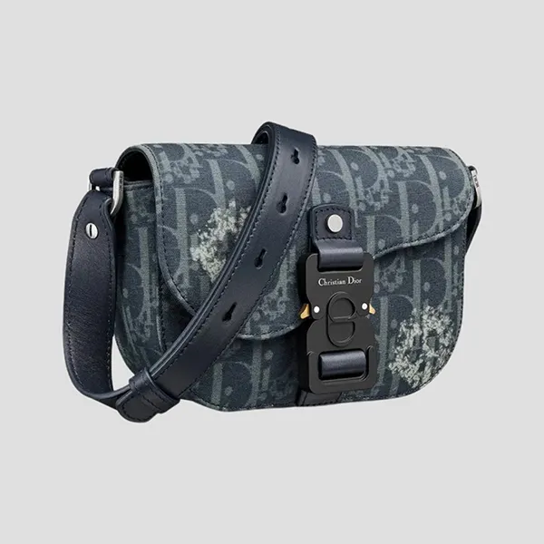Túi Đeo Chéo Dior Denim Oblique Saddle Pouch With Strap Shoulder - 2ADCA435DD Màu Xanh Navy - Túi xách - Vua Hàng Hiệu