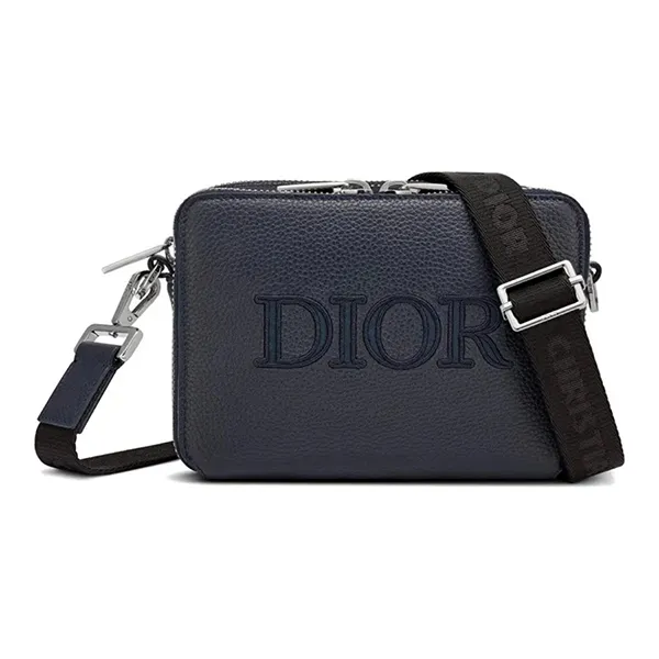 Túi Đeo Chéo Dior Grained Calfskin Messenger Bag Màu Xanh Navy - Túi xách - Vua Hàng Hiệu