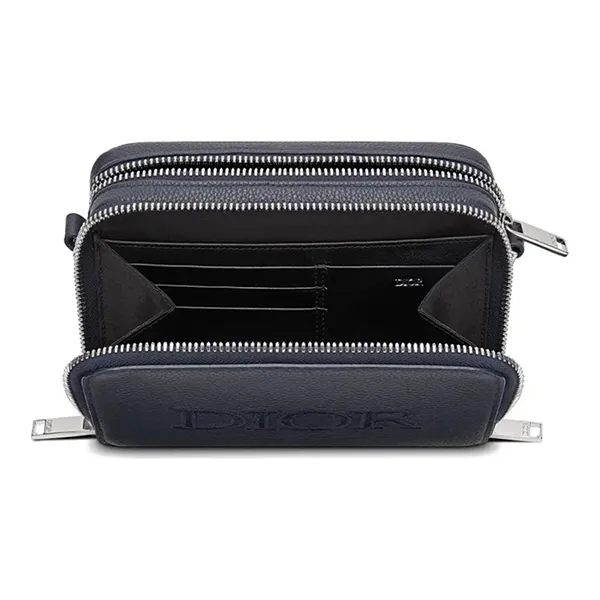 Túi Đeo Chéo Dior Grained Calfskin Messenger Bag Màu Xanh Navy - Túi xách - Vua Hàng Hiệu