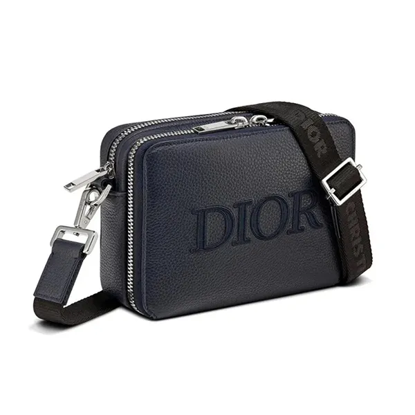 Túi Đeo Chéo Dior Grained Calfskin Messenger Bag Màu Xanh Navy - Túi xách - Vua Hàng Hiệu