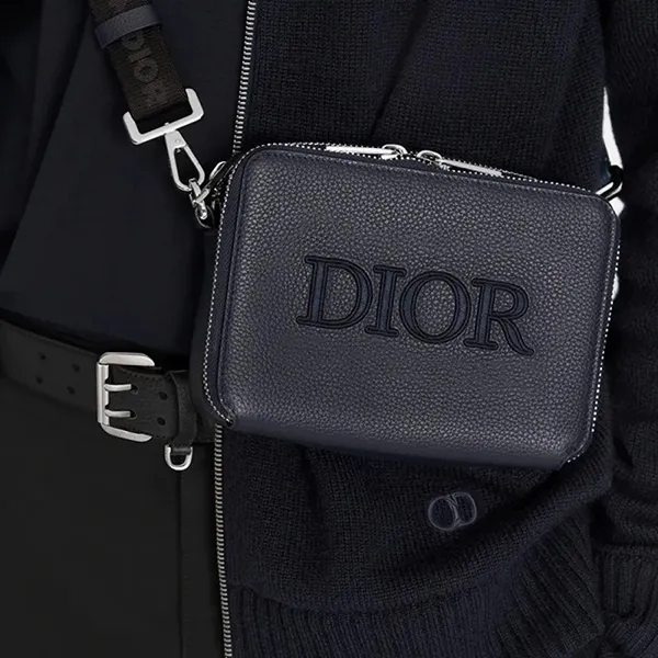 Túi Đeo Chéo Dior Grained Calfskin Messenger Bag Màu Xanh Navy - Túi xách - Vua Hàng Hiệu