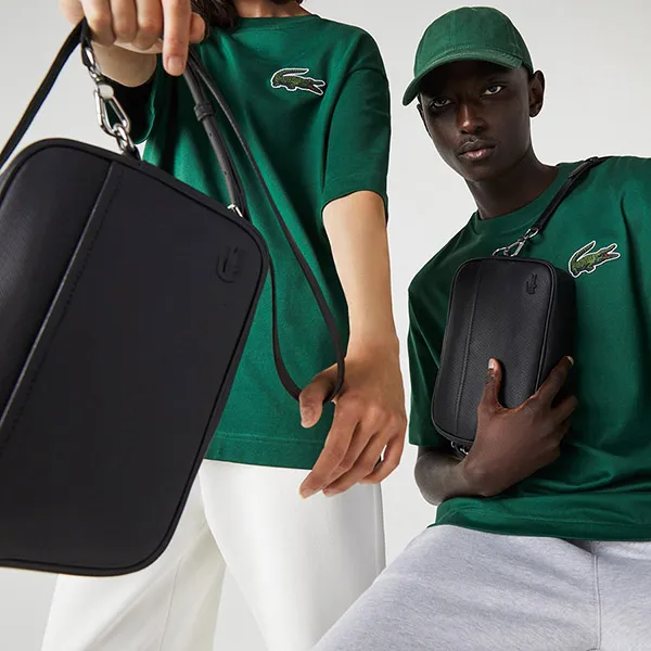 Túi Đeo Chéo Lacoste Crossbody Bag With Zippered Flat Pocket NF3954 53G 000 Màu Đen - Túi xách - Vua Hàng Hiệu
