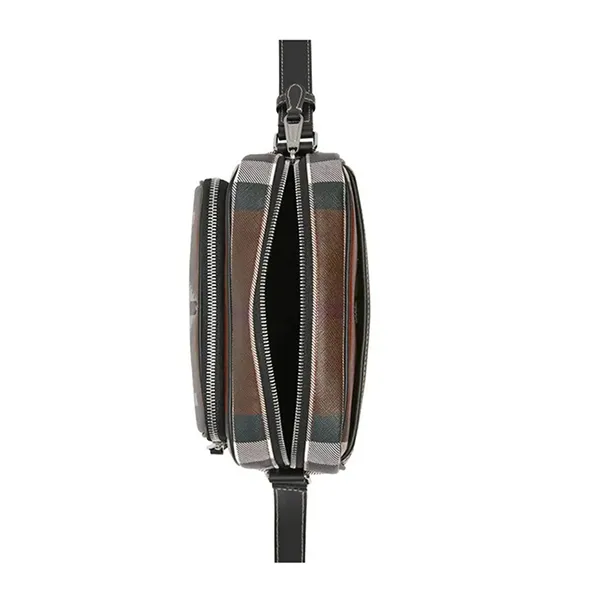 Túi Đeo Chéo Nam Burberry Geometric Check Print Crossbody Bag Màu Nâu Họa Tiết - Túi xách - Vua Hàng Hiệu
