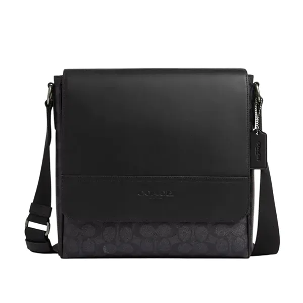 Túi Đeo Chéo Nam Coach Houston Map Bag In Signature Canvas CZ399 Màu Đen