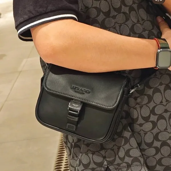 Túi Đeo Chéo Nam Coach Racer Crossbody Bag CBG12 Gunmetal/Black Màu Đen - Túi xách - Vua Hàng Hiệu
