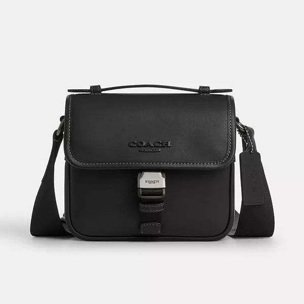Túi Đeo Chéo Nam Coach Racer Crossbody Bag CBG12 Gunmetal/Black Màu Đen - Túi xách - Vua Hàng Hiệu