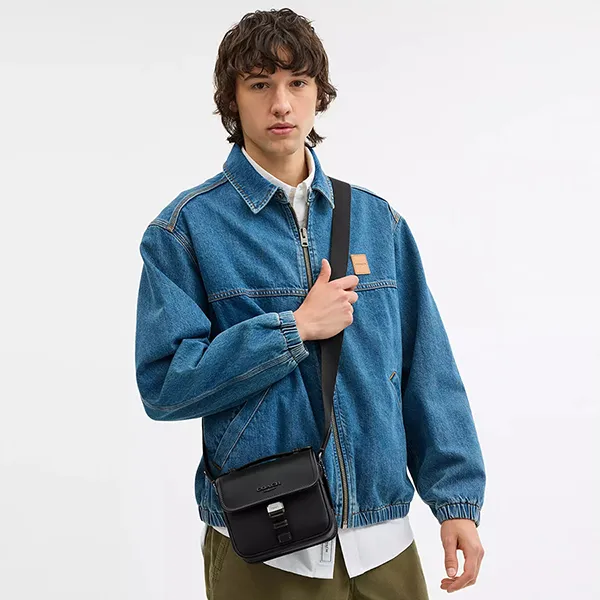 Túi Đeo Chéo Nam Coach Racer Crossbody Bag CBG12 Gunmetal/Black Màu Đen - Túi xách - Vua Hàng Hiệu