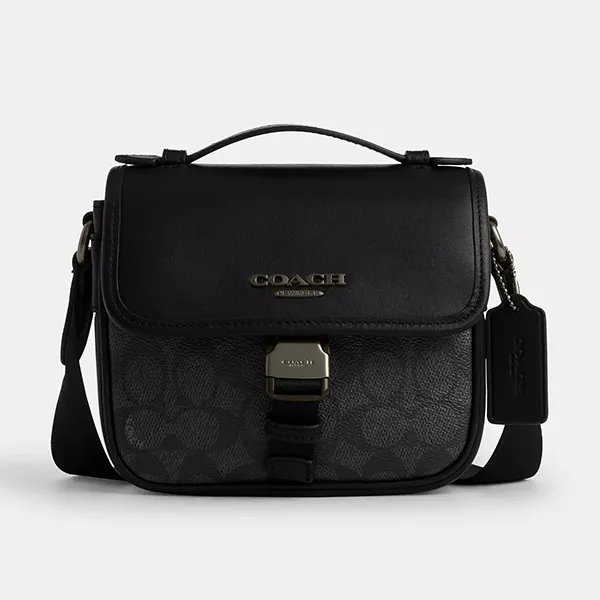 Túi Đeo Chéo Nam Coach Racer Crossbody Bag In Signature Canvas CBG13 Gunmetal/ Charcoal/ Black Màu Đen Xám - Túi xách - Vua Hàng Hiệu