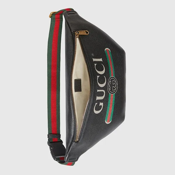 Túi Đeo Chéo Nam Gucci Logo-Print Leather Belt Bag Màu Đen - Túi xách - Vua Hàng Hiệu