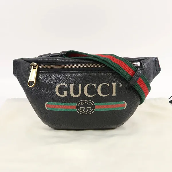Túi Đeo Chéo Nam Gucci Logo-Print Leather Belt Bag Màu Đen - Túi xách - Vua Hàng Hiệu