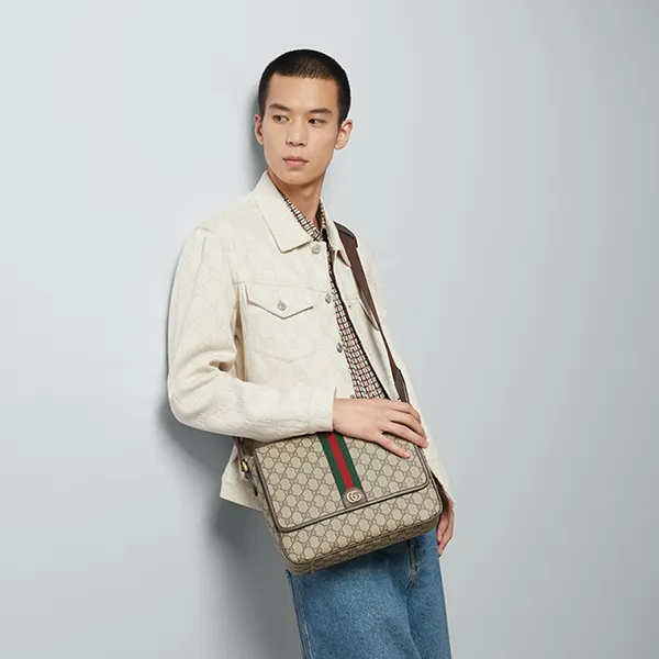 Túi Đeo Chéo Nam Gucci Ophidia Medium Messenger Bag 761741 FACJQ 9741 Màu Nâu/Be - Túi xách - Vua Hàng Hiệu