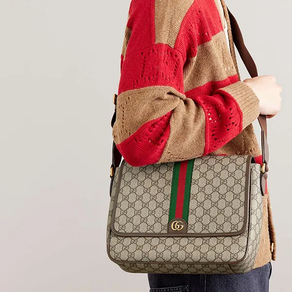 Túi Đeo Chéo Nam Gucci Ophidia Medium Messenger Bag 761741 FACJQ 9741 Màu Nâu/Be - Túi xách - Vua Hàng Hiệu