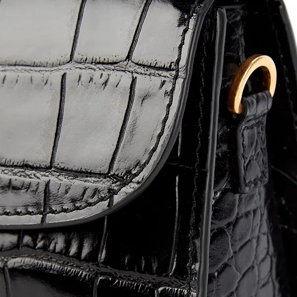 Túi Đeo Chéo Nữ By Far Women's Mini Croco Top Handle Bag Black Màu Đen - Túi xách - Vua Hàng Hiệu