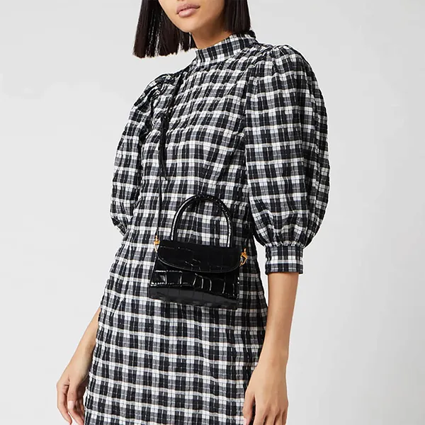 Túi Đeo Chéo Nữ By Far Women's Mini Croco Top Handle Bag Black Màu Đen - Túi xách - Vua Hàng Hiệu