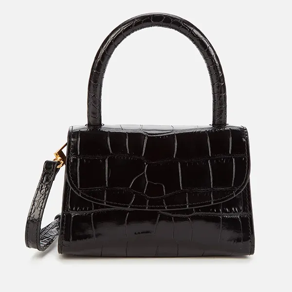 Túi Đeo Chéo Nữ By Far Women's Mini Croco Top Handle Bag Black Màu Đen - Túi xách - Vua Hàng Hiệu