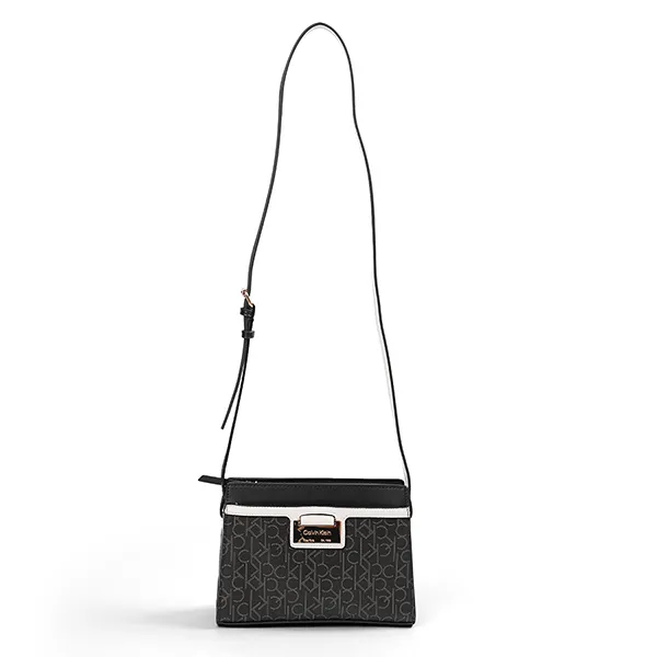 Túi Đeo Chéo Nữ Calvin Klein CK Nova H2DEIMP3 brn NWT Black/Brown Signature Leather Crossbody Bag Màu Nâu/Đen - Túi xách - Vua Hàng Hiệu