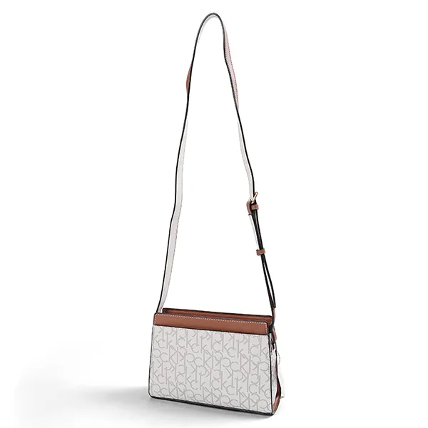 Túi Đeo Chéo Nữ Calvin Klein CK Nova H2DEIMP3 Van NWT Beige/Brown Signature Leather Crossbody Bag Màu Trắng/Nâu - Túi xách - Vua Hàng Hiệu