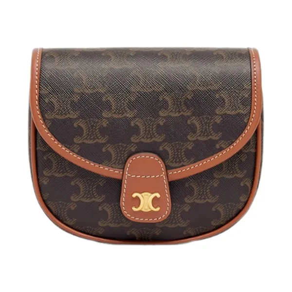Túi Đeo Chéo Nữ Celine Mini Besace In Triomphe Canvas And Calfskin Màu Nâu Đen - Túi xách - Vua Hàng Hiệu