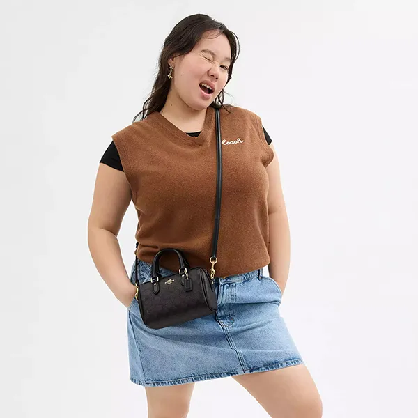 Túi Đeo Chéo Nữ Coach Mini Rowan Satchel Crossbody CW329 Màu Nâu Đen