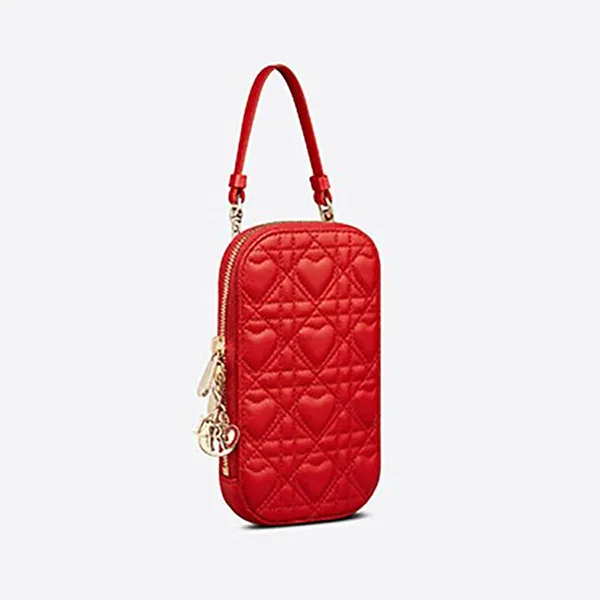 Túi Đeo Chéo Nữ Dior Stitched Lambskin Phone Holder Lady S0872ONGH_M030CM Màu Đỏ