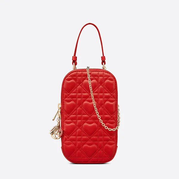 Túi Đeo Chéo Nữ Dior Stitched Lambskin Phone Holder Lady S0872ONGH_M030CM Màu Đỏ