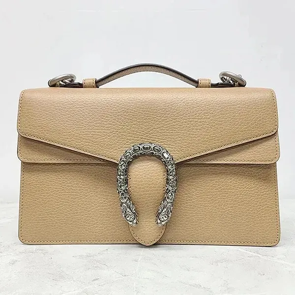 Túi Đeo Chéo Nữ Gucci Beige Dionysus Top Handle Medium Chain Bag Màu Be - Túi xách - Vua Hàng Hiệu