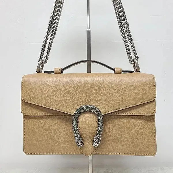 Túi Đeo Chéo Nữ Gucci Beige Dionysus Top Handle Medium Chain Bag Màu Be - Túi xách - Vua Hàng Hiệu