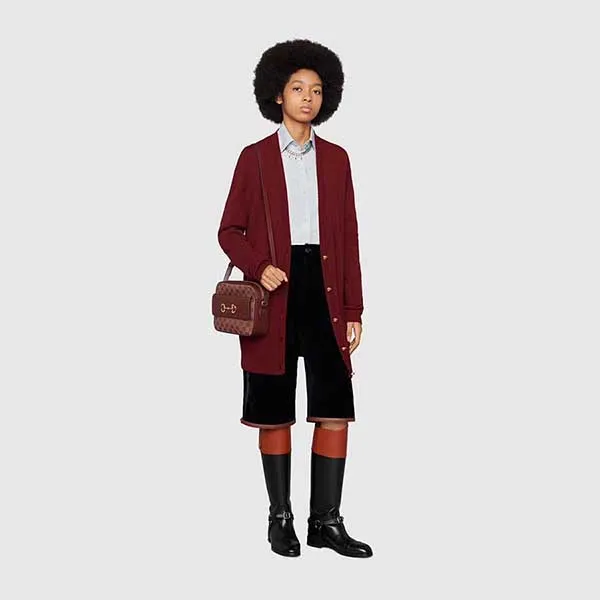 Túi Đeo Chéo Nữ Gucci Horsebit 1955 GG Burgundy 645454 9Y9NG 9865 Màu Đỏ - Túi xách - Vua Hàng Hiệu