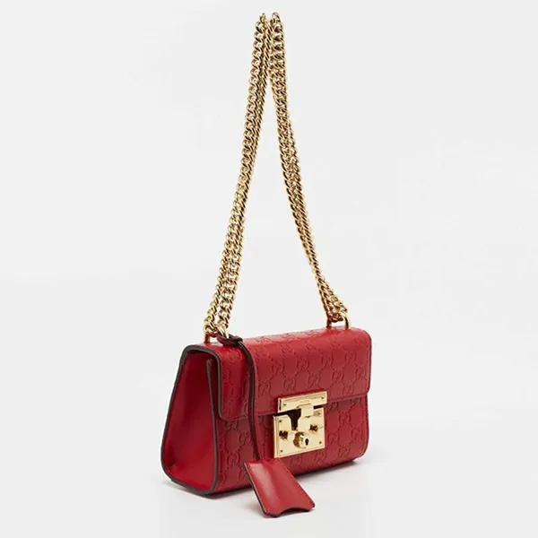 Túi Đeo Chéo Nữ Gucci Red ssima Leather Small Padlock Shoulder Bag Màu Đỏ - Túi xách - Vua Hàng Hiệu