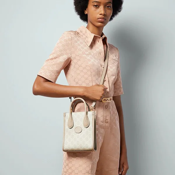 Túi Đeo Chéo Nữ Gucci Supreme Interlocking G Mini Bag 671623-UULBT-9683 Màu Beige - Túi xách - Vua Hàng Hiệu