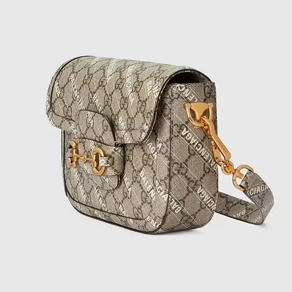 Túi Đeo Chéo Nữ Gucci x Balenciaga The Hacker Project Mini Horsebit 1955 658574-ULZAG-9759 Màu Xám - Túi xách - Vua Hàng Hiệu
