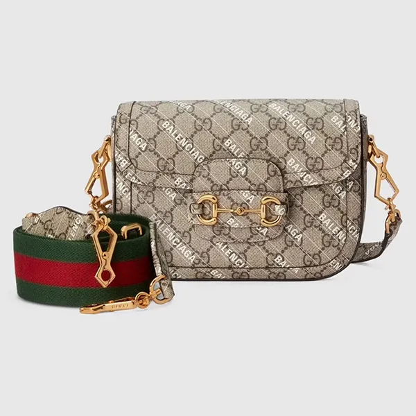 Túi Đeo Chéo Nữ Gucci x Balenciaga The Hacker Project Mini Horsebit 1955 658574-ULZAG-9759 Màu Xám - Túi xách - Vua Hàng Hiệu