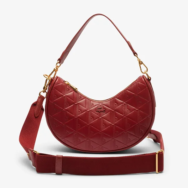 Túi Đeo Chéo Nữ Lacoste Maheki Embossed Leather Half Moon Purse NF4710MH 137 Màu Đỏ - Túi xách - Vua Hàng Hiệu
