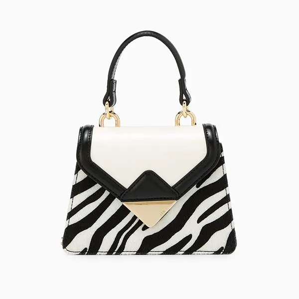 Túi Đeo Chéo Nữ Lyn Carrie Top Handle Handbag - Zebra LL25FBF019 Màu Đen Trắng - Túi xách - Vua Hàng Hiệu