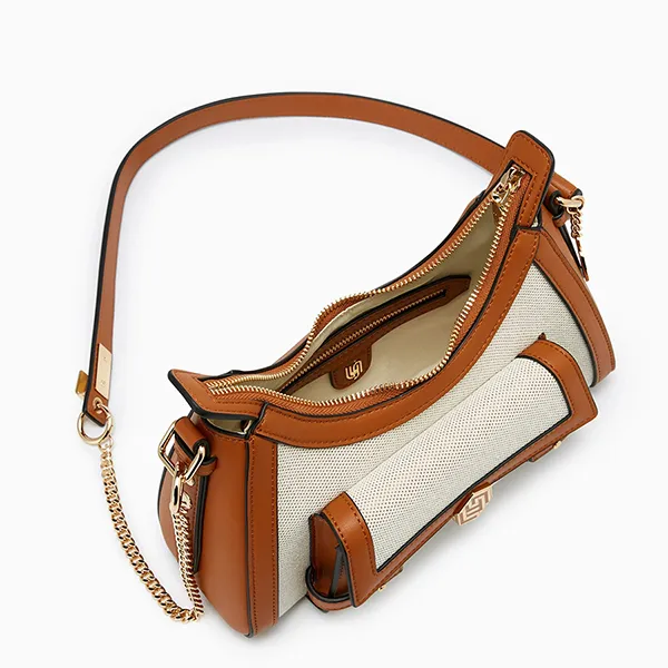 Túi Đeo Chéo Nữ Lyn Giselle Canvas Shoulder Bag Light Beige LL25FBM638 Màu Nâu/Be