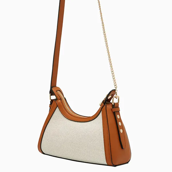 Túi Đeo Chéo Nữ Lyn Giselle Canvas Shoulder Bag Light Beige LL25FBM638 Màu Nâu/Be