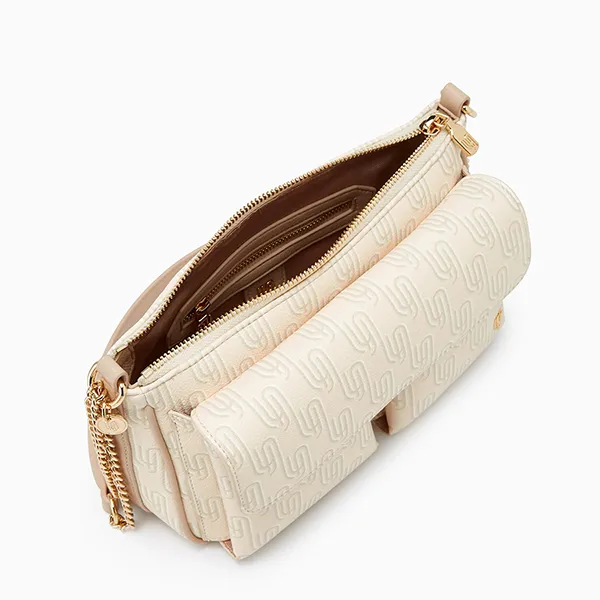 Túi Đeo Chéo Nữ Lyn Noel Flap M Shoulder Bag Printed Ivory LL25FBM611 Màu Kem - Túi xách - Vua Hàng Hiệu