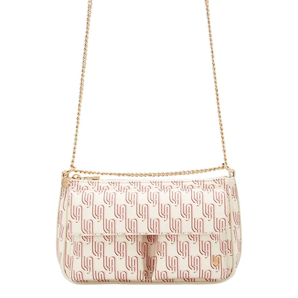 Túi Đeo Chéo Nữ Lyn Noel Flap M Shoulder Bag Printed Nude LL25FBM611 Màu Kem/Đỏ - Túi xách - Vua Hàng Hiệu