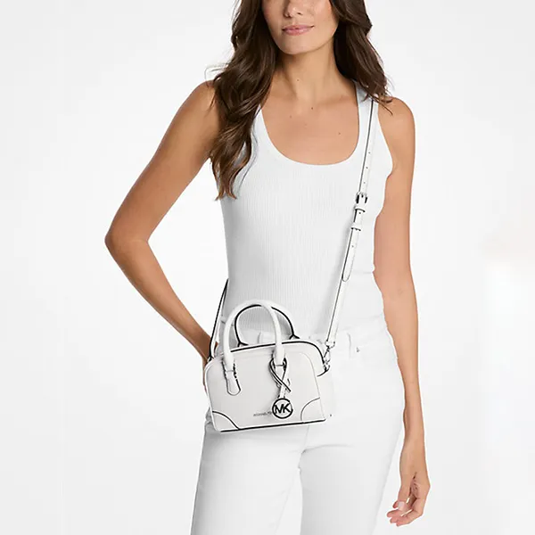 Túi Đeo Chéo Nữ Michael Kors MK Thompson Extra-Small Pebbled Leather Satchel 35S5S7OC0L Màu Trắng
