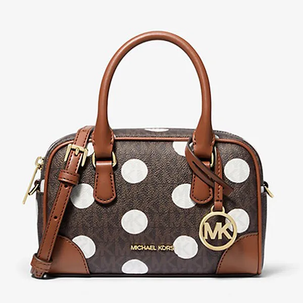 Túi Đeo Chéo Nữ Michael Kors MK Thompson Extra-Small Polka Dot Signature Logo Satchel 35S5G7OC0N Màu Nâu/Trắng