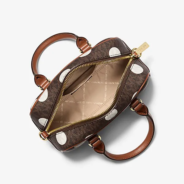 Túi Đeo Chéo Nữ Michael Kors MK Thompson Extra-Small Polka Dot Signature Logo Satchel 35S5G7OC0N Màu Nâu/Trắng
