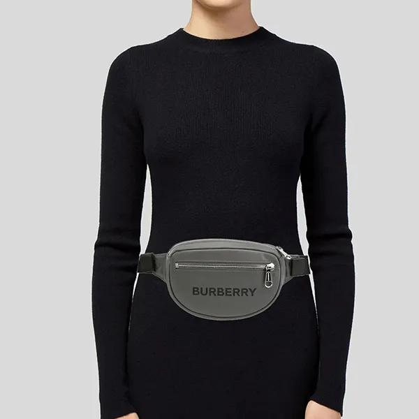Túi Đeo Hông Burberry Logo Print Nylon Cannon Bum Bag Màu Xám