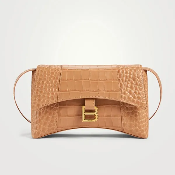 Túi Đeo Vai Nữ Balenciaga Downtown TP Bag In Crocodile Embossed Leather Màu Be Đậm - Túi xách - Vua Hàng Hiệu