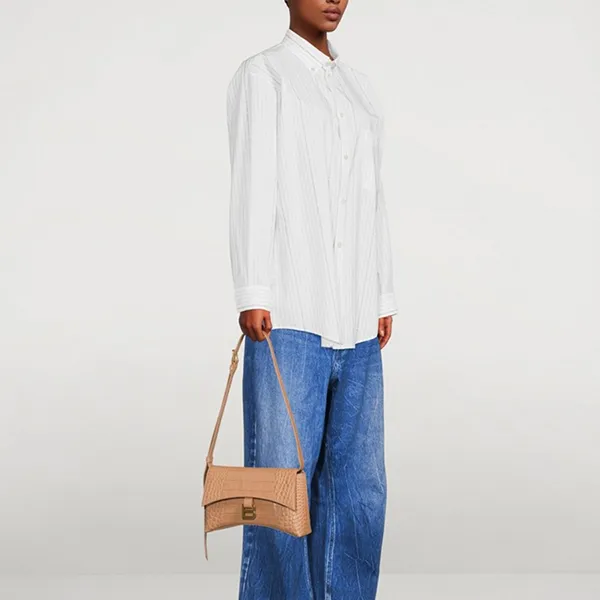 Túi Đeo Vai Nữ Balenciaga Downtown TP Bag In Crocodile Embossed Leather Màu Be Đậm - Túi xách - Vua Hàng Hiệu